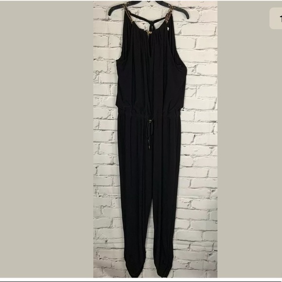 Cache Pants - Cache Halter Jumpsuit Romper Tie Black Gold 12